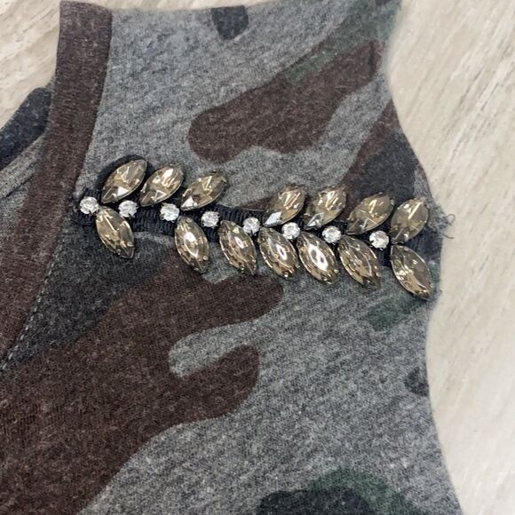 Zara Camo Sleeveless Top With Rhinestones Size Small - Picture 4 of 5